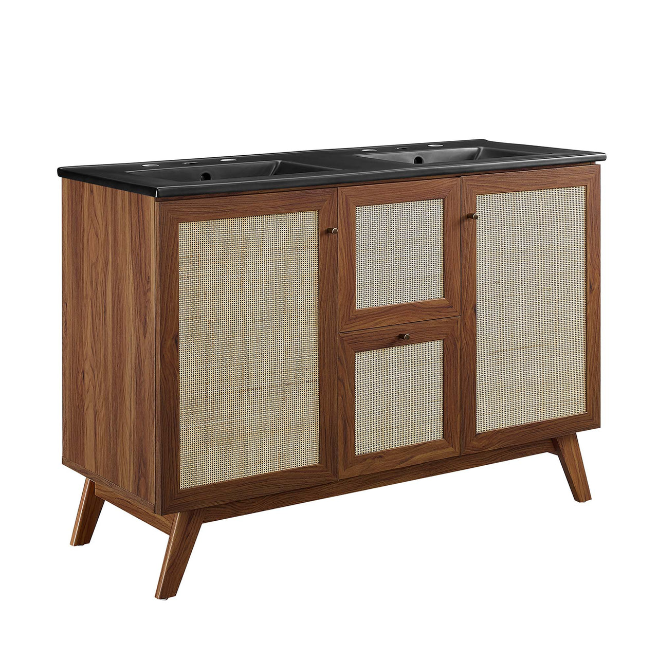 Marra Double Sink Vanity Unit, Extra Large, Walnut & Black