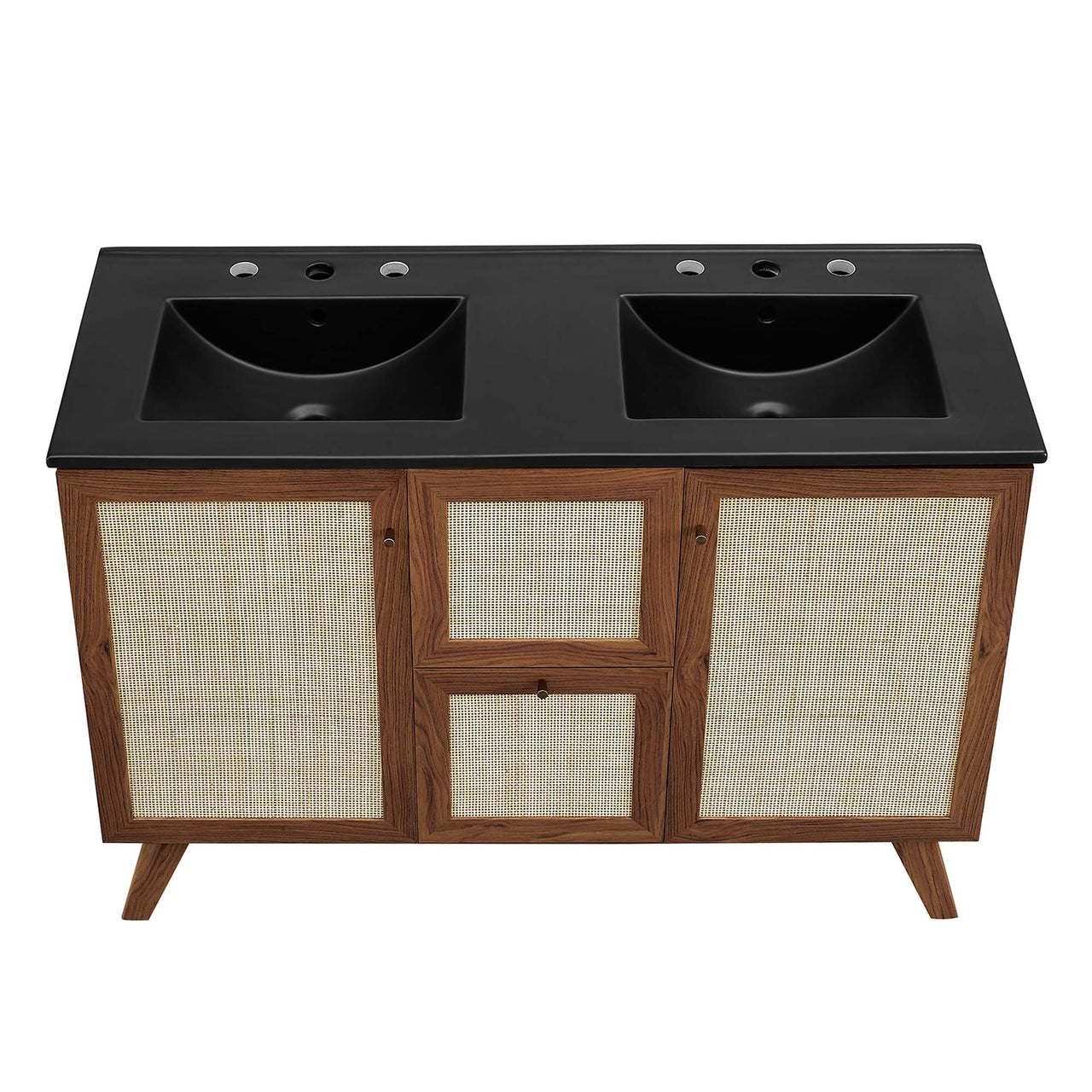 Marra Double Sink Vanity Unit, Extra Large, Walnut & Black