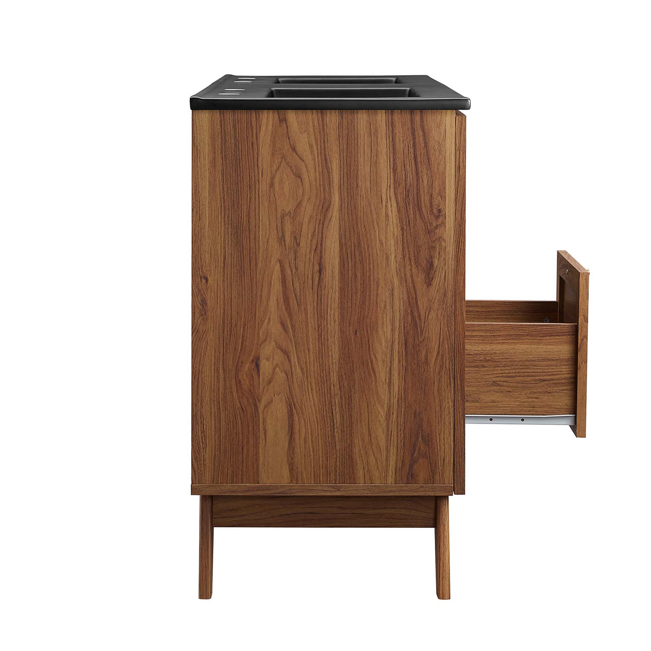 Marra Double Sink Vanity Unit, Extra Large, Walnut & Black