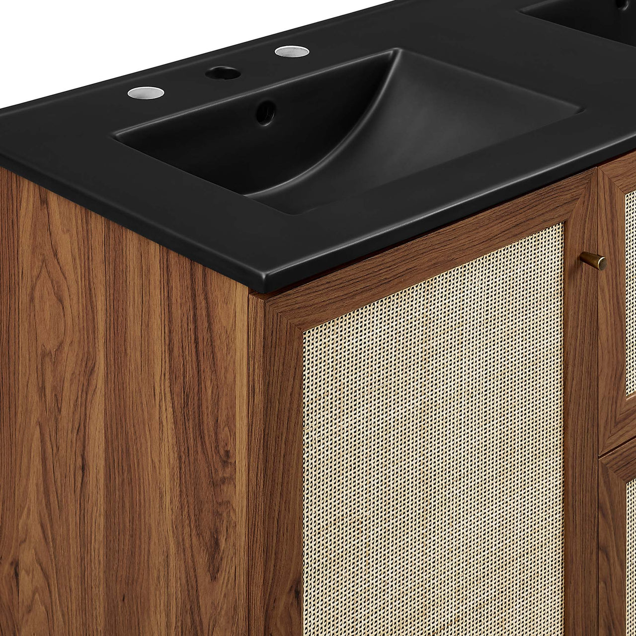 Marra Double Sink Vanity Unit, Extra Large, Walnut & Black