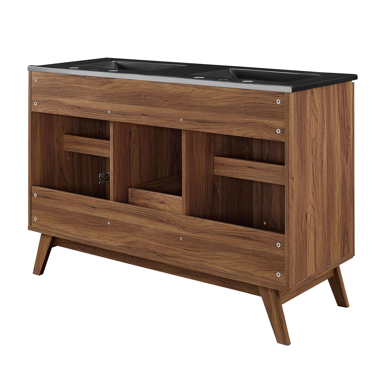 Marra Double Sink Vanity Unit, Extra Large, Walnut & Black