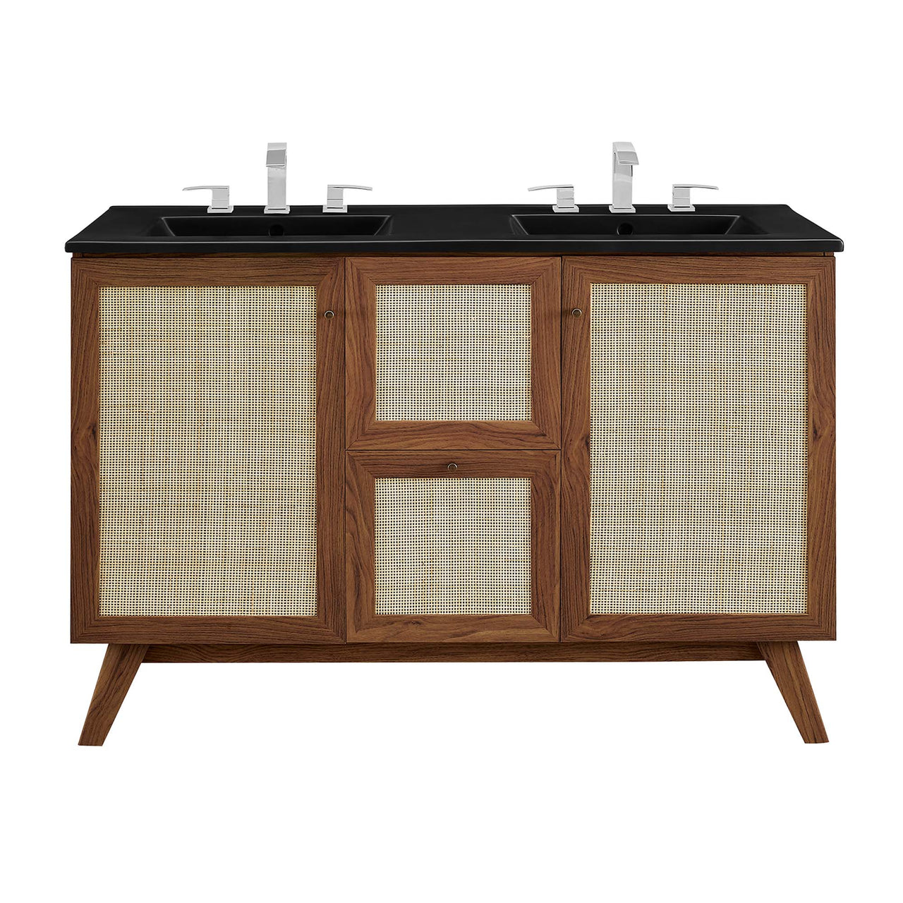 Marra Double Sink Vanity Unit, Extra Large, Walnut & Black