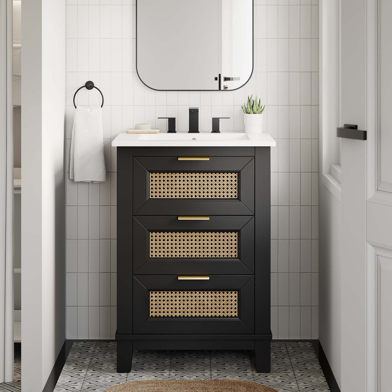 Mahoni Vanity Unit, Small, Black & White