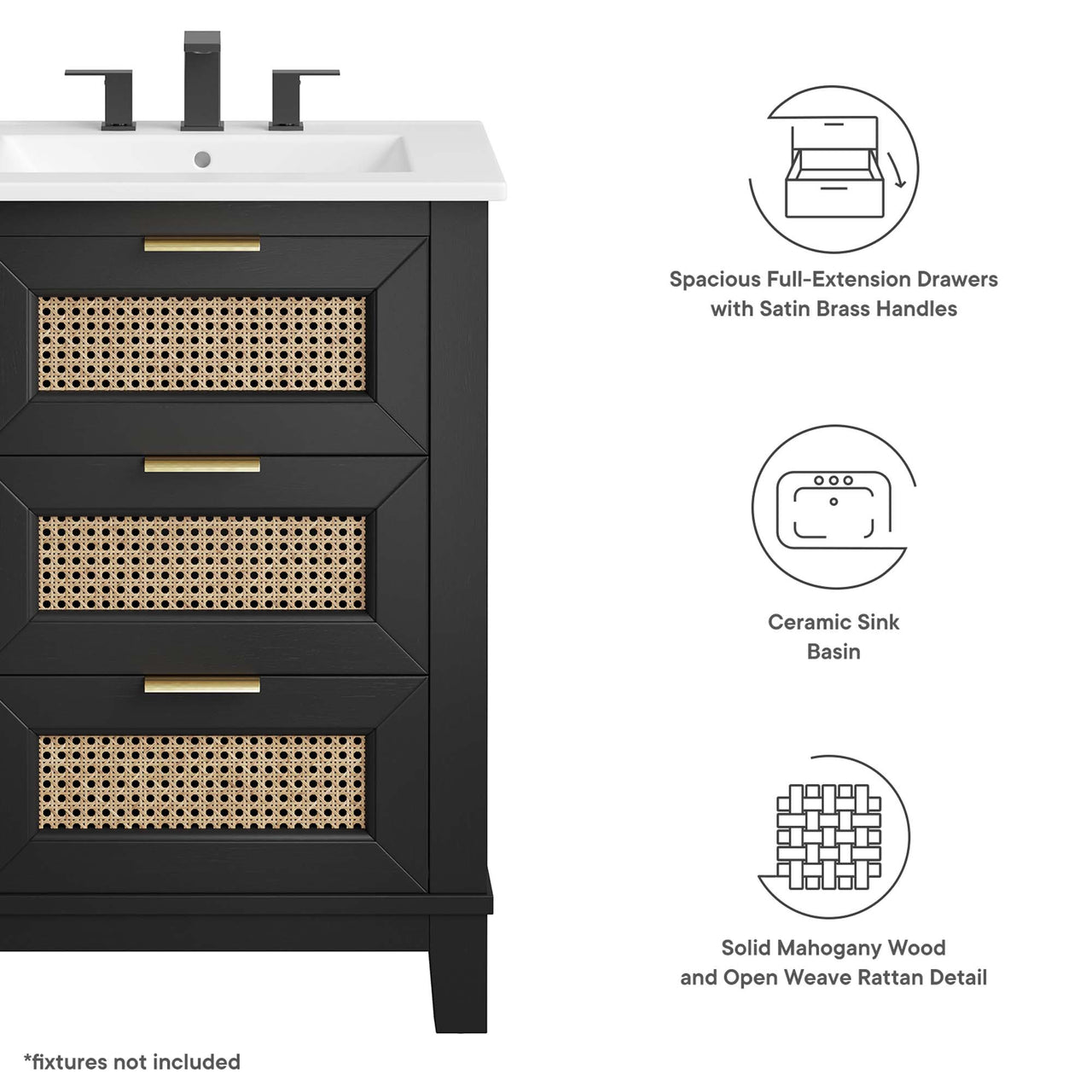 Mahoni Vanity Unit, Small, Black & White