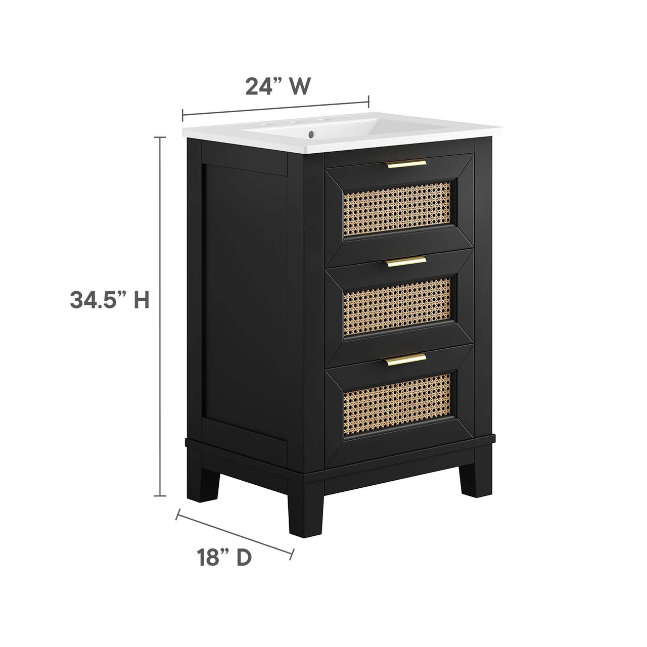 Mahoni Vanity Unit, Small, Black & White