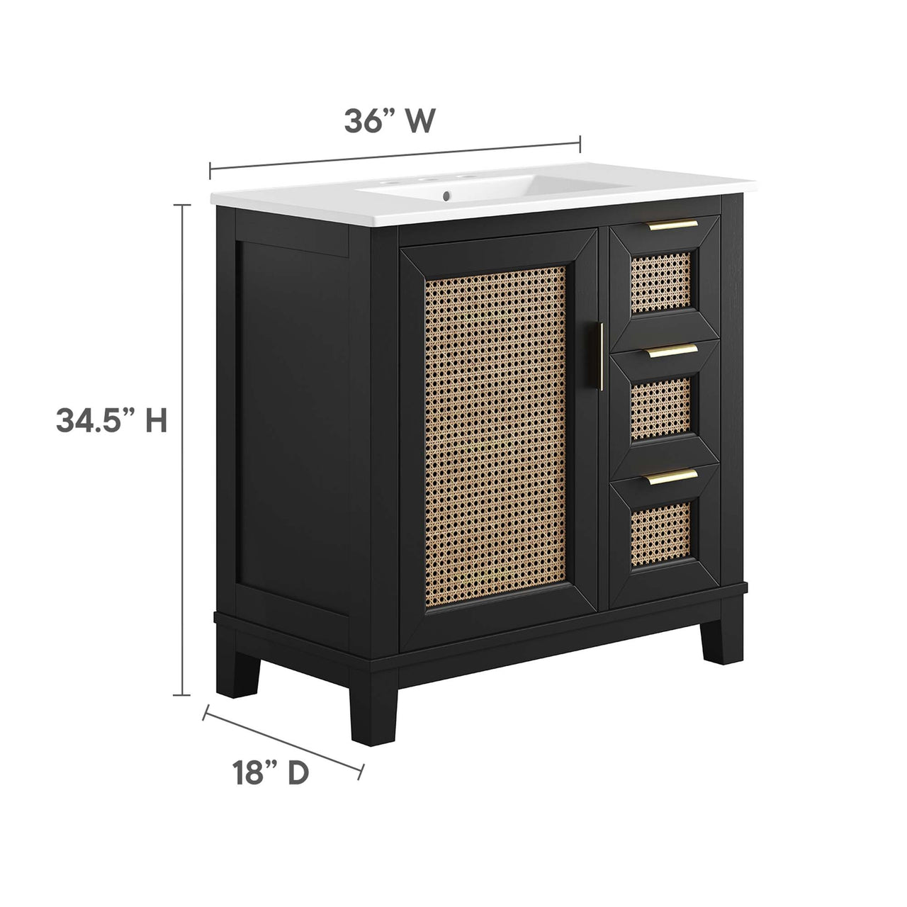 Mahoni Vanity Unit, Large, Black & White