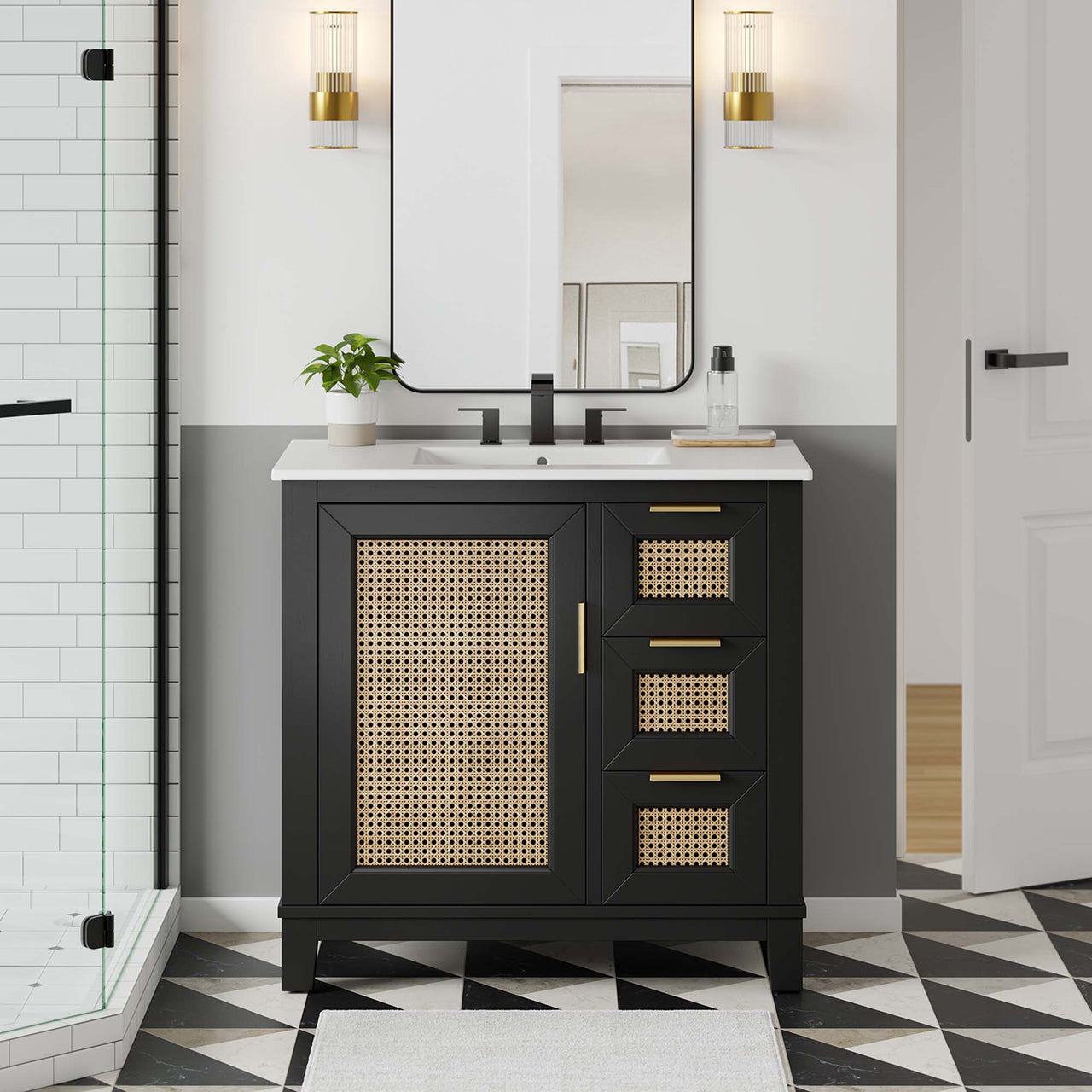 Mahoni Vanity Unit, Large, Black & White