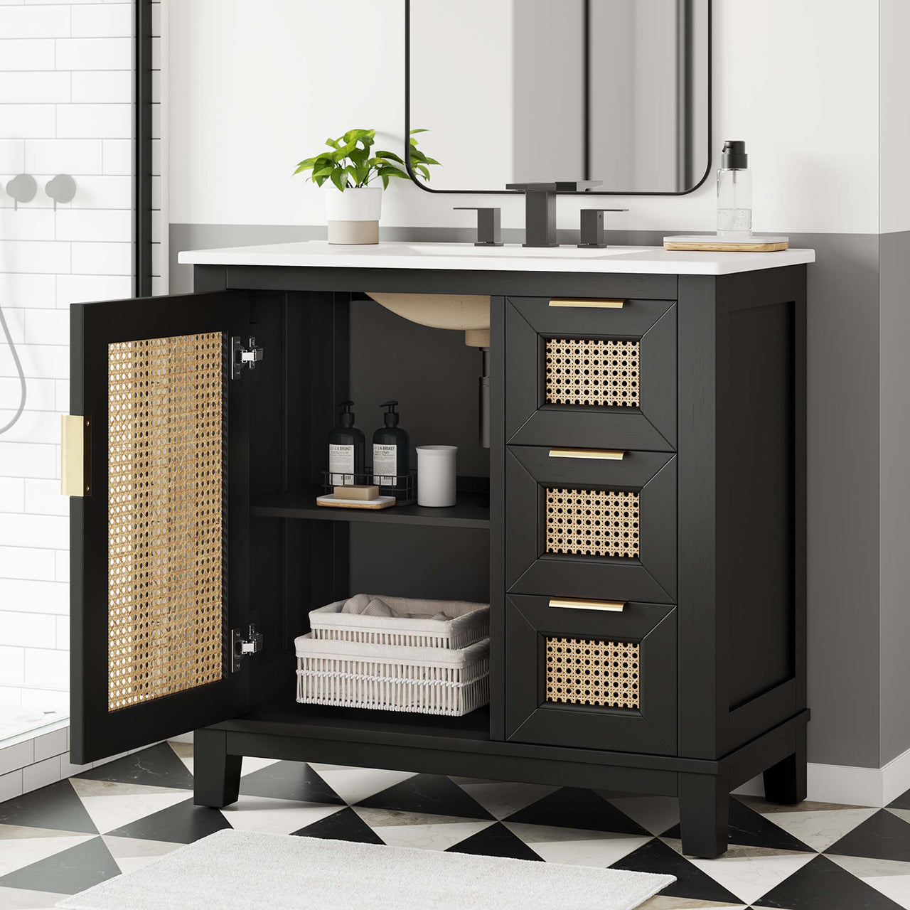 Mahoni Vanity Unit, Large, Black & White