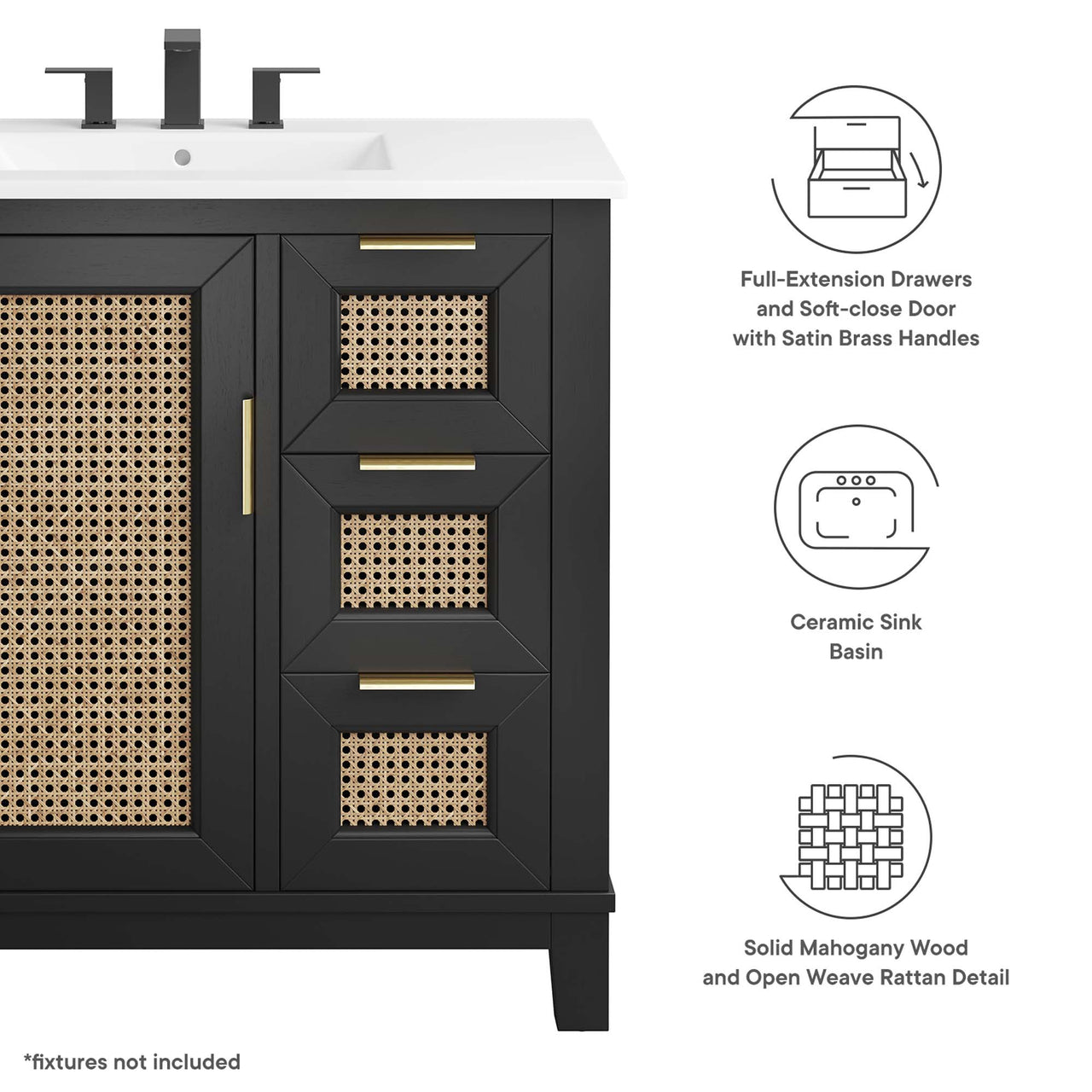 Mahoni Vanity Unit, Large, Black & White