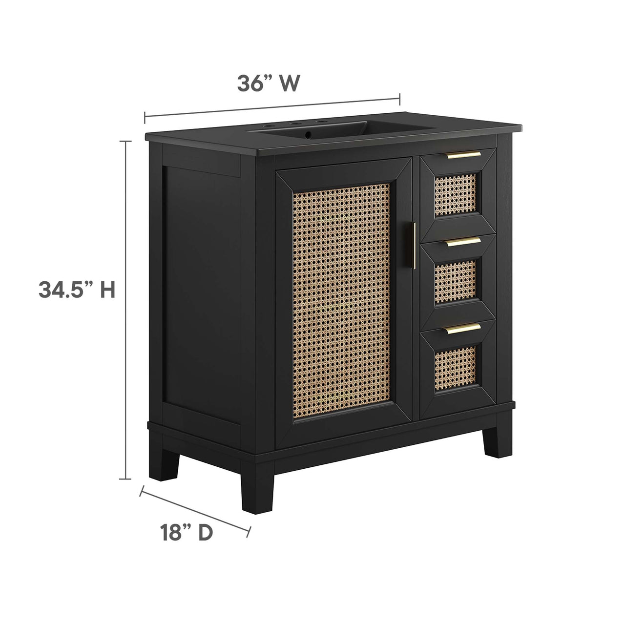 Mahoni Vanity Unit, Large, Black