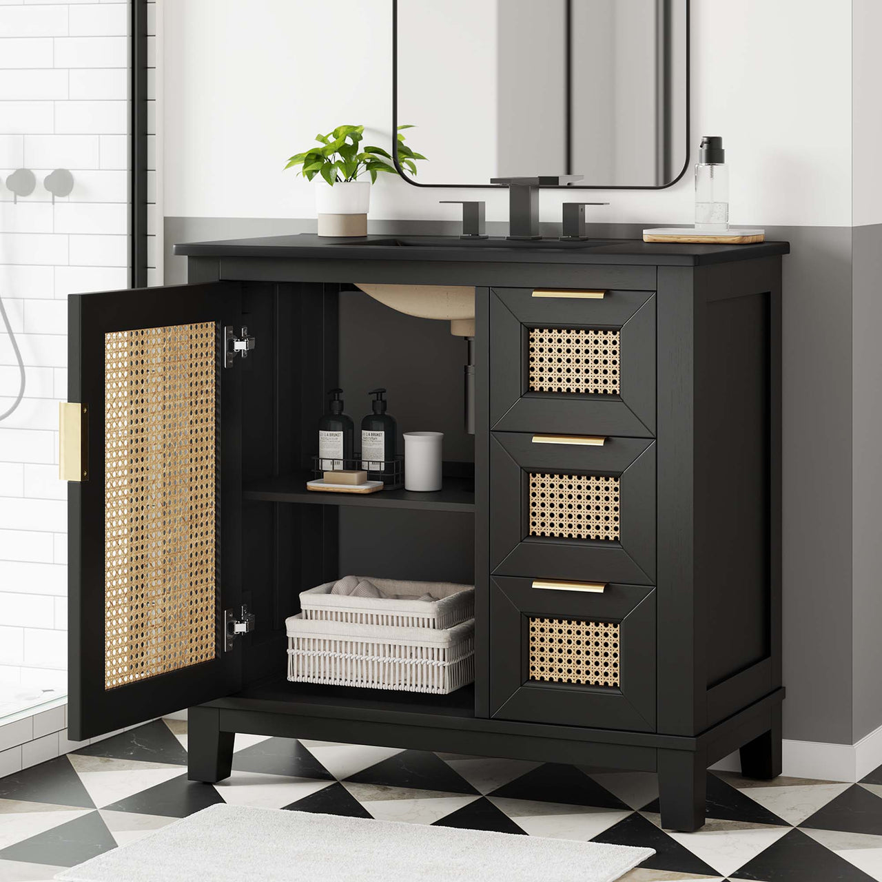 Mahoni Vanity Unit, Large, Black
