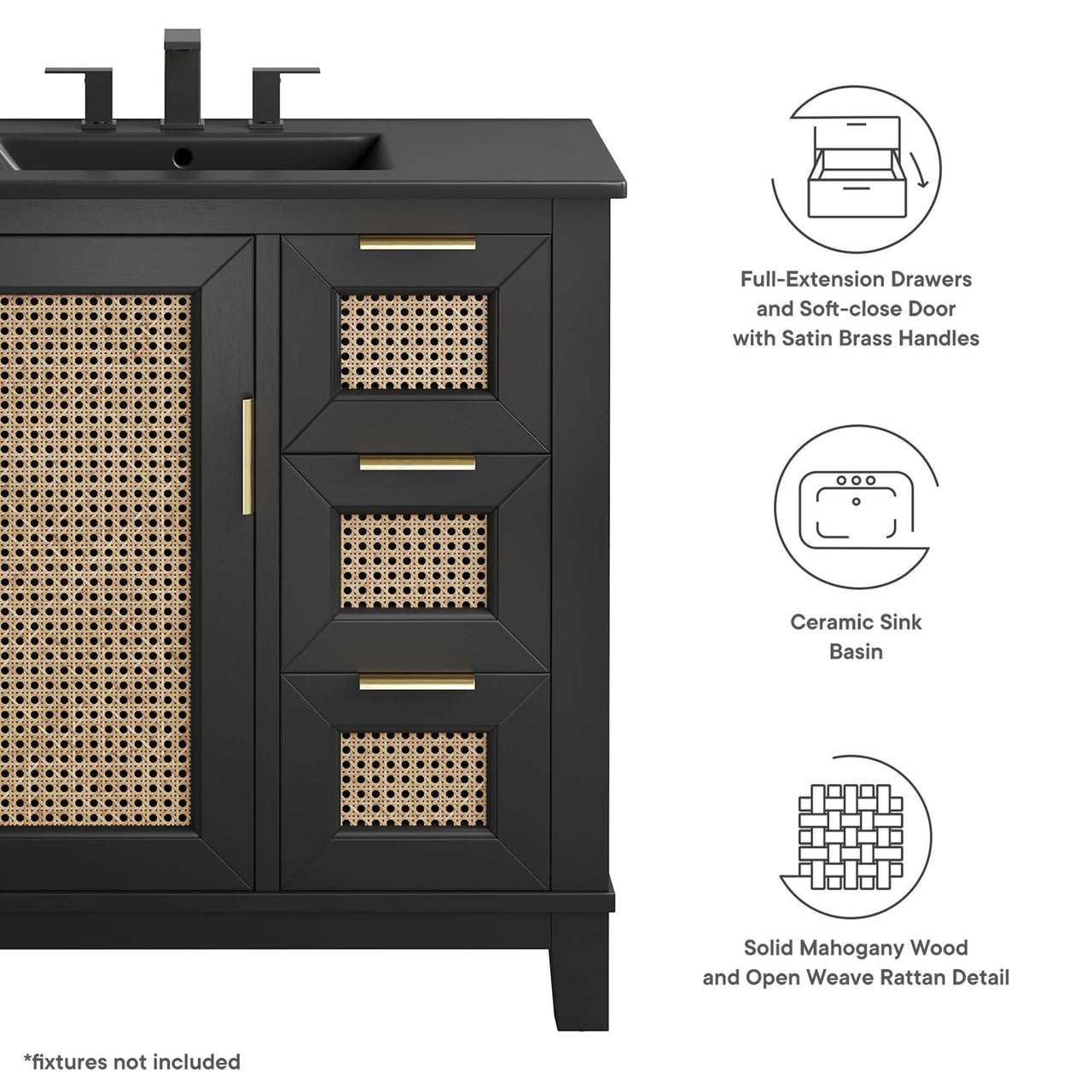 Mahoni Vanity Unit, Large, Black