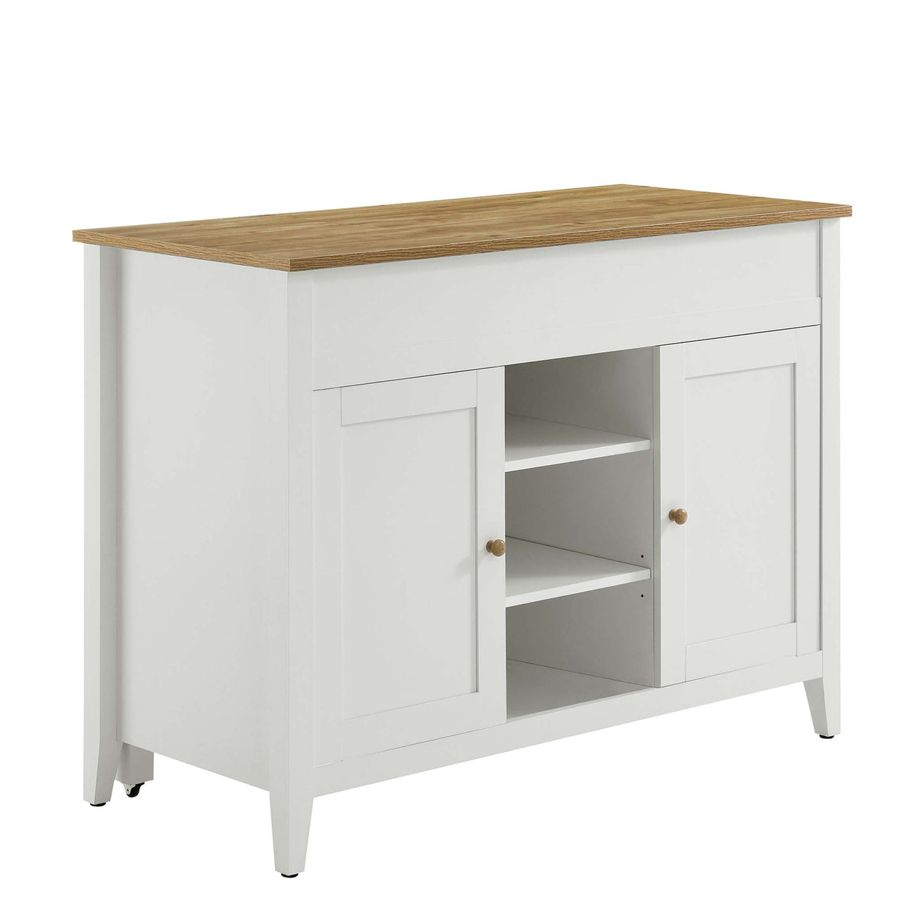 Solevo Kitchen Island, Natural Wood & White