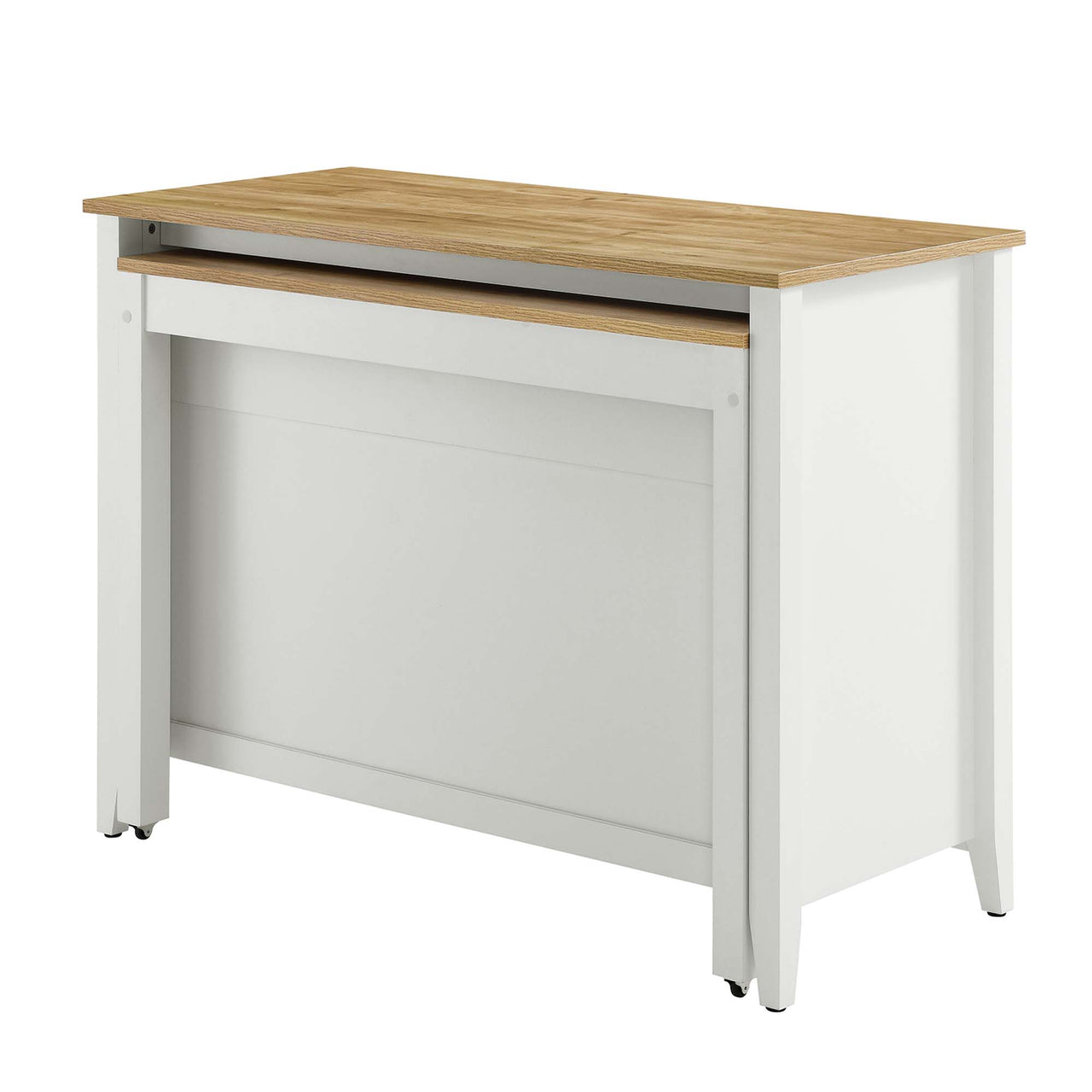 Solevo Kitchen Island, Natural Wood & White