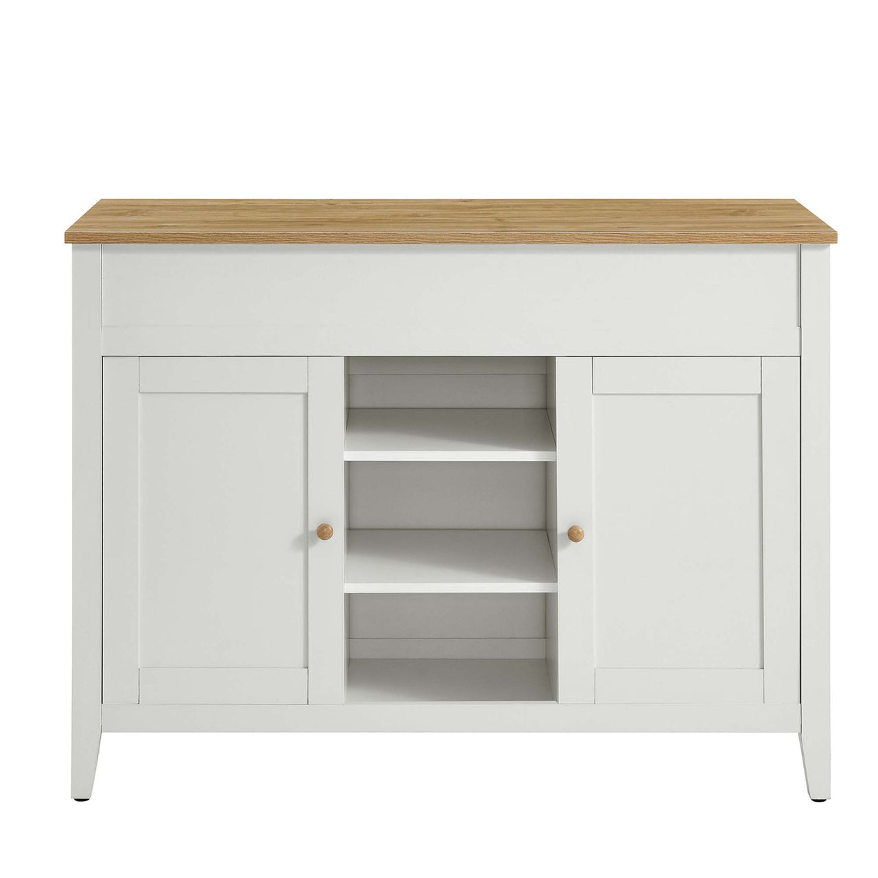 Solevo Kitchen Island, Natural Wood & White