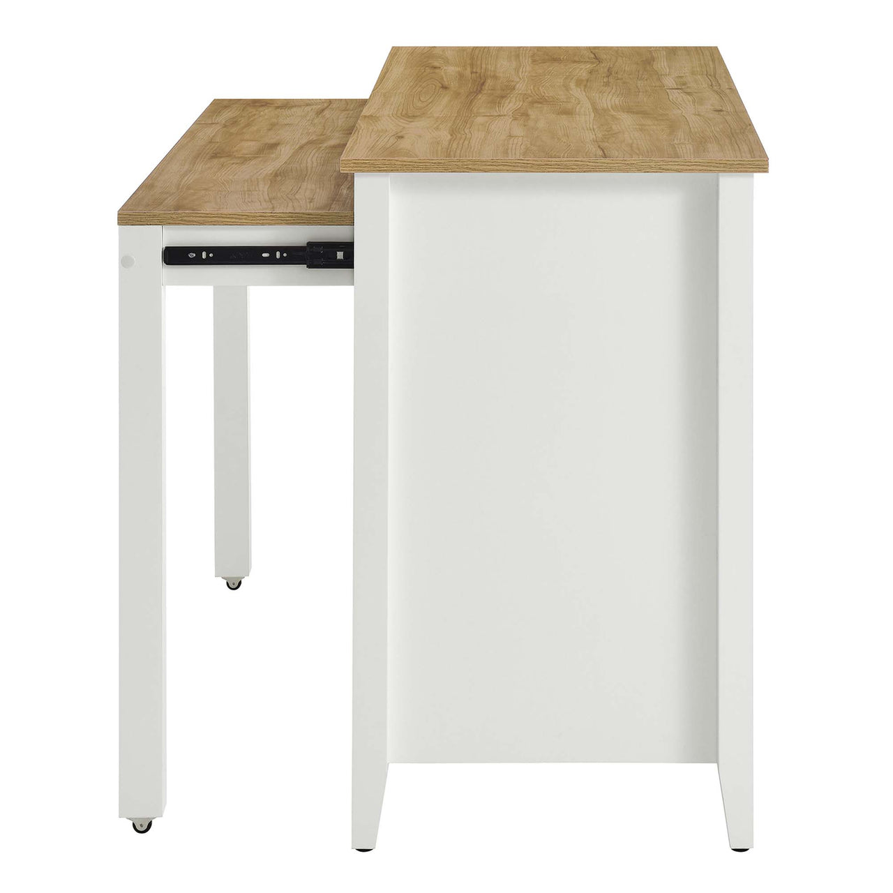 Solevo Kitchen Island, Natural Wood & White