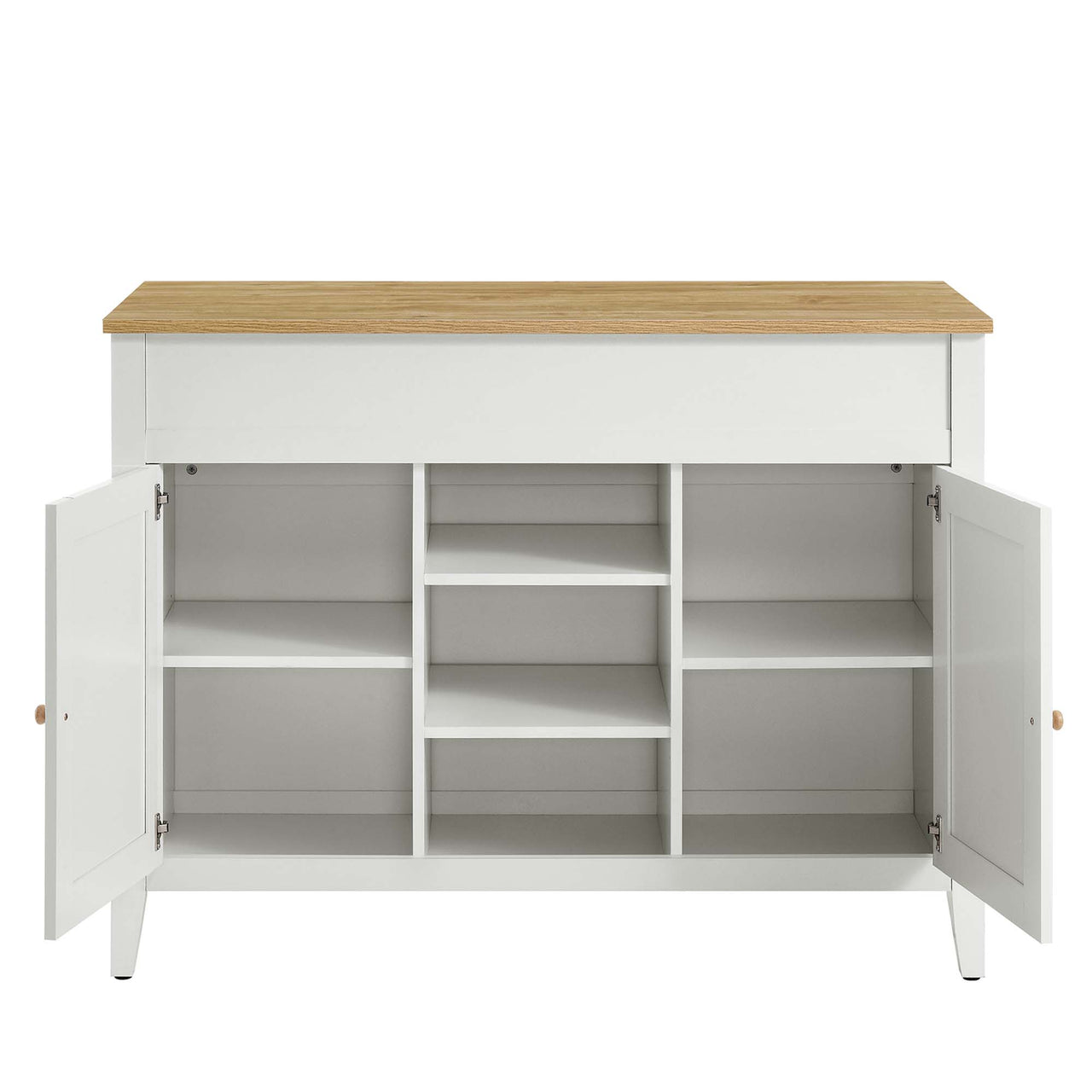 Solevo Kitchen Island, Natural Wood & White