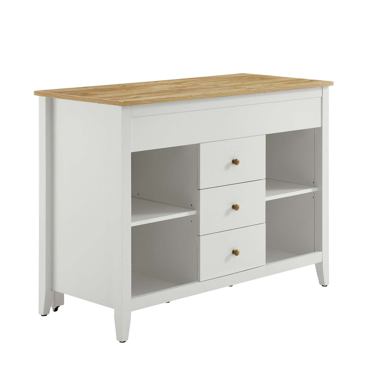 Sovari Kitchen Island, Natural Wood & White