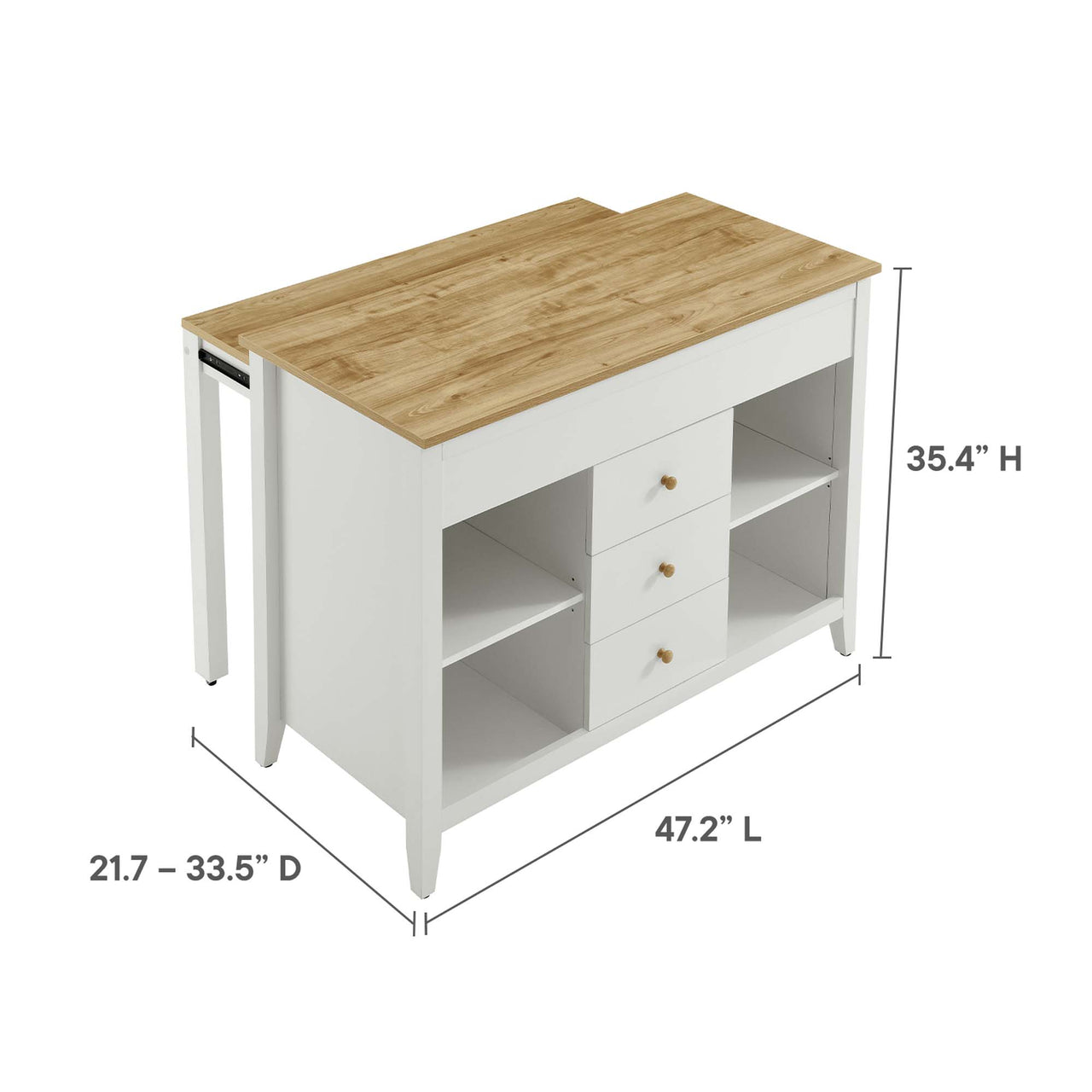 Sovari Kitchen Island, Natural Wood & White