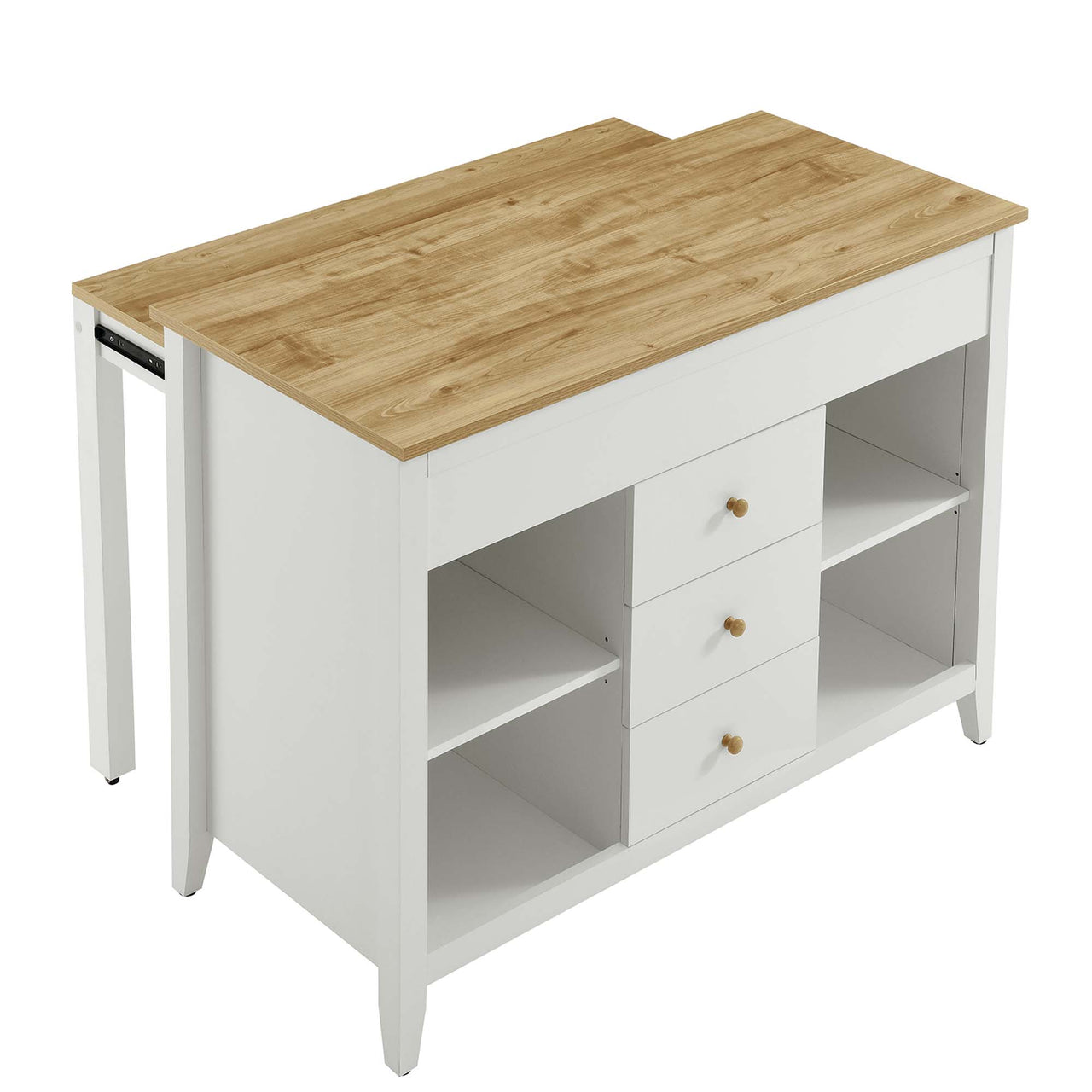 Sovari Kitchen Island, Natural Wood & White