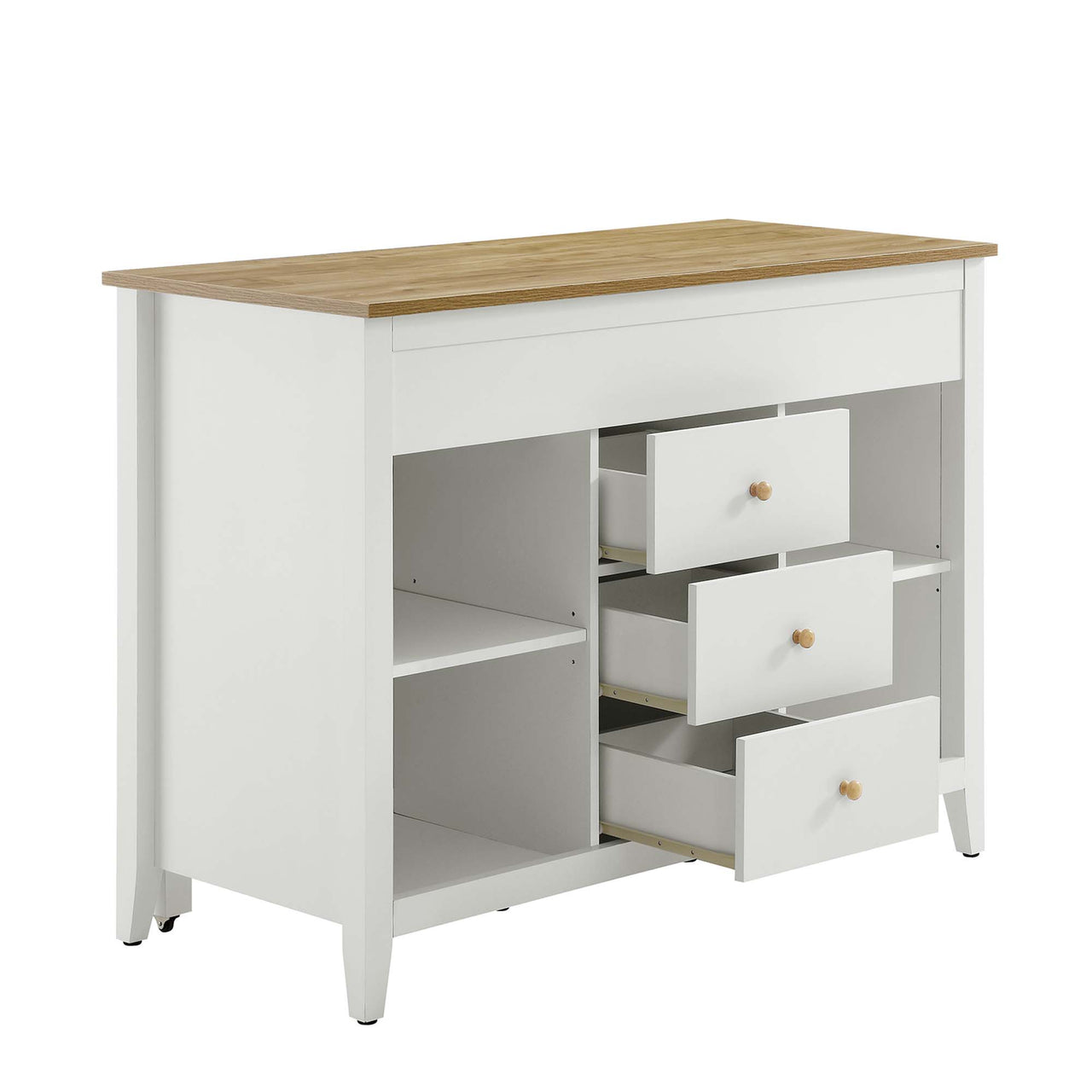 Sovari Kitchen Island, Natural Wood & White