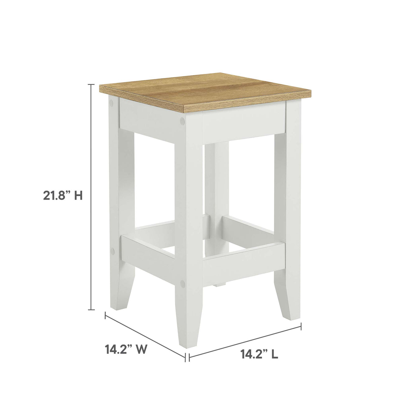 Solvane Kitchen Stool, Natural Wood & White
