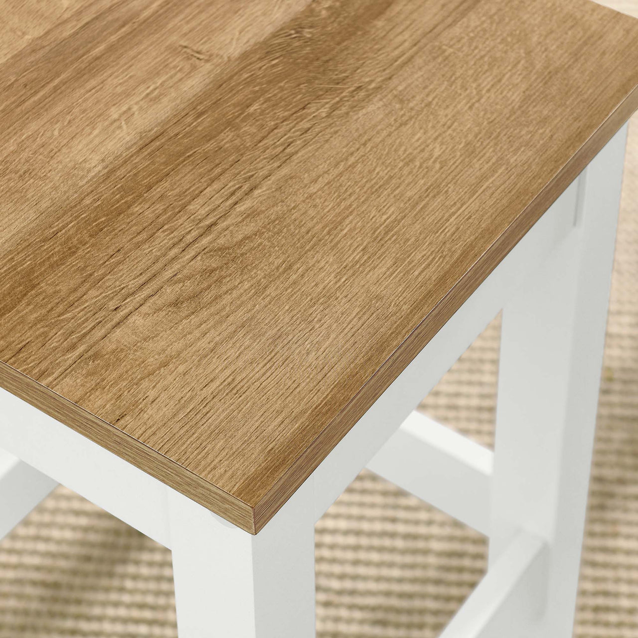 Solvane Kitchen Stool, Natural Wood & White