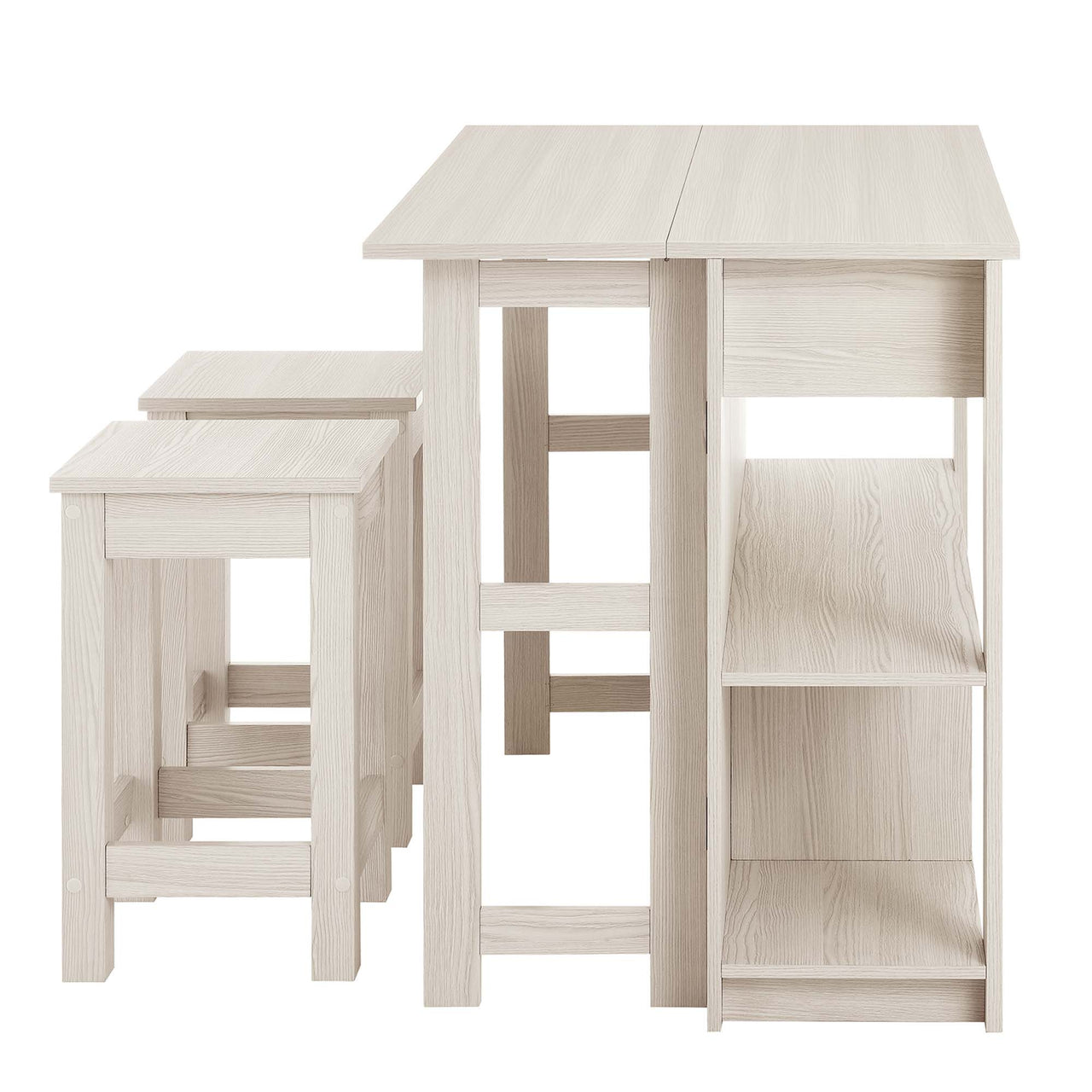 Sylvane Kitchen Island and Dual Stool Set, Cream