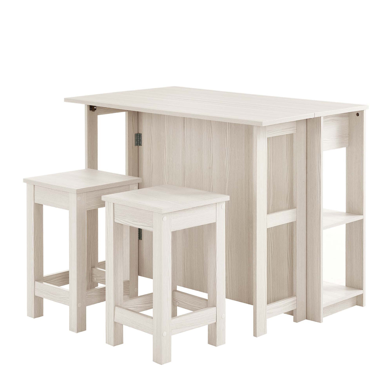 Sylvane Kitchen Island and Dual Stool Set, Cream