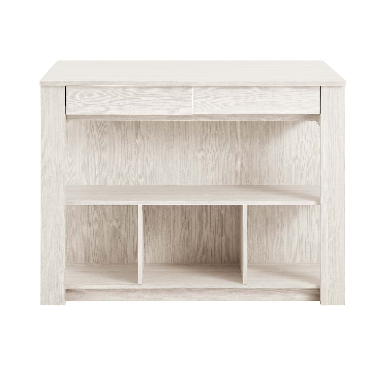 Sylvane Kitchen Island and Dual Stool Set, Cream