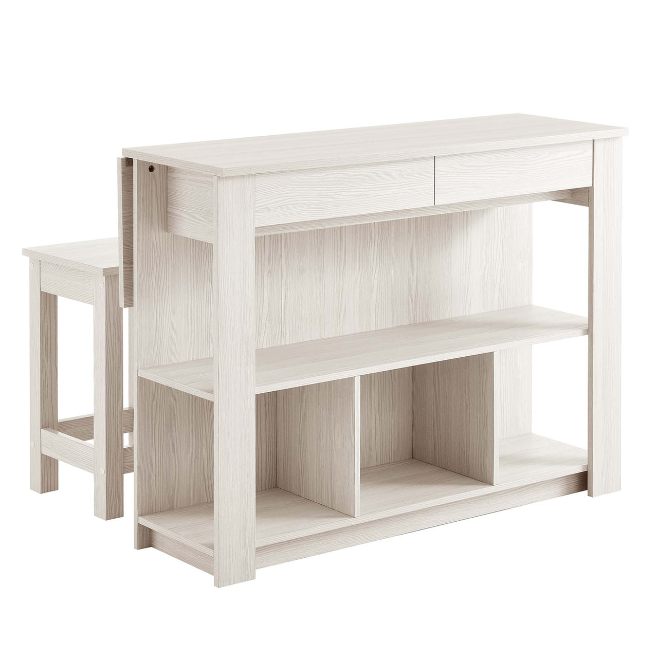 Sylvane Kitchen Island and Dual Stool Set, Cream