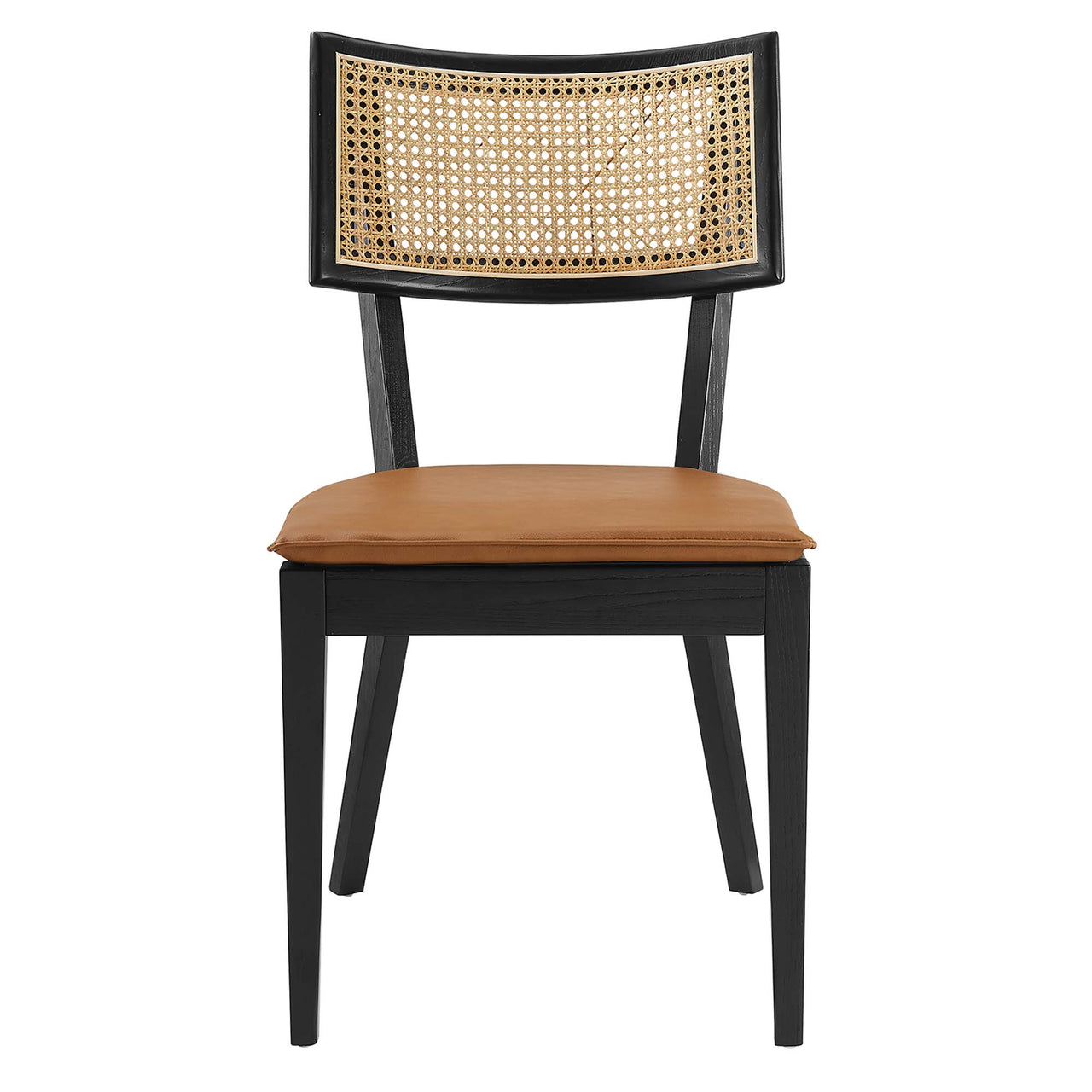 Carriselle Eco-Leather Dining Chair Set of 2, Black & Tan