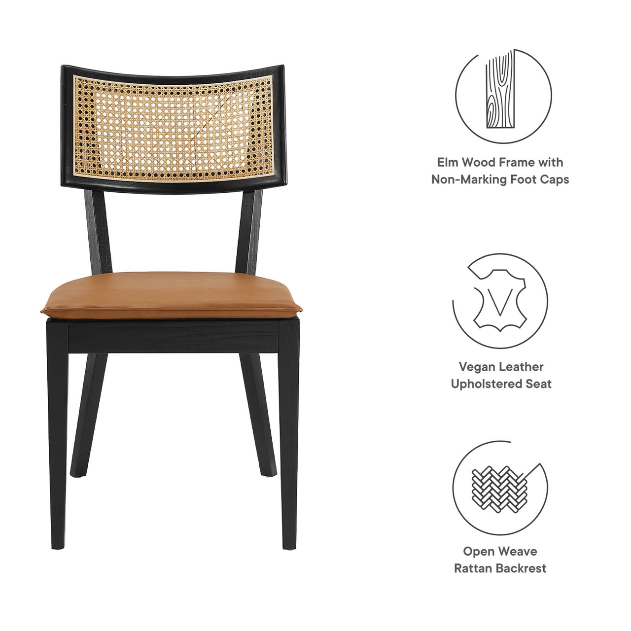 Carriselle Eco-Leather Dining Chair Set of 2, Black & Tan