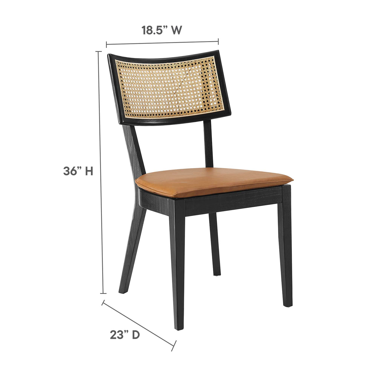 Carriselle Eco-Leather Dining Chair Set of 2, Black & Tan