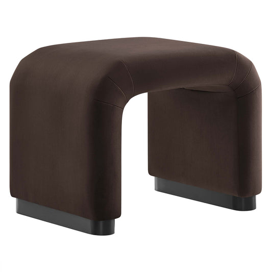 Koda Performance Velvet Waterfall Stool, Black & Chocolate Brown