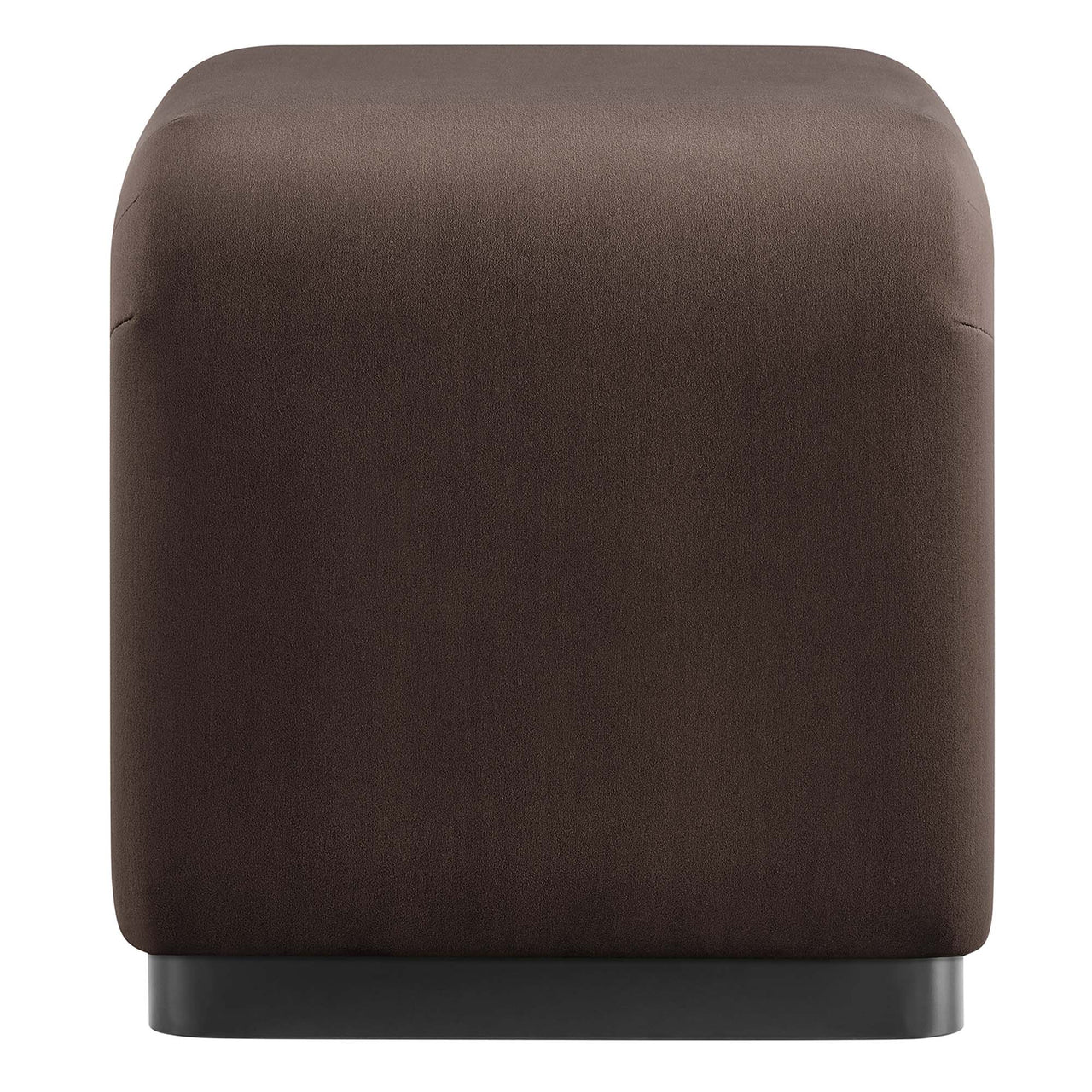 Kaela Upholstered Velvet Stool, Black & Chocolate Brown