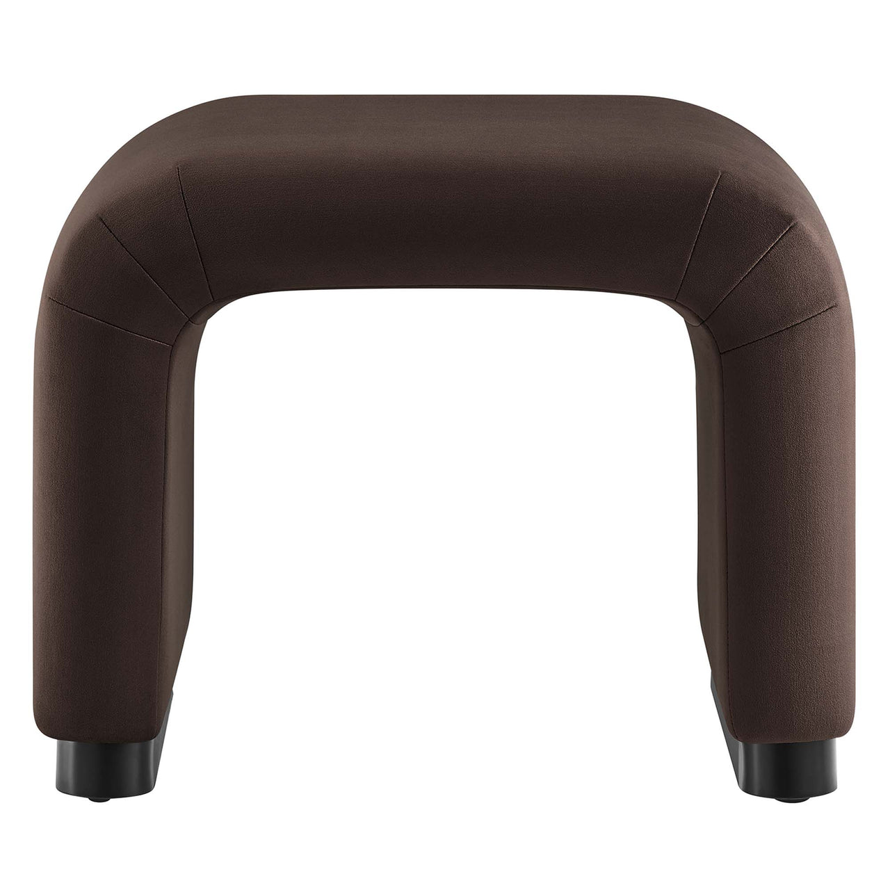 Kaela Upholstered Velvet Stool, Black & Chocolate Brown