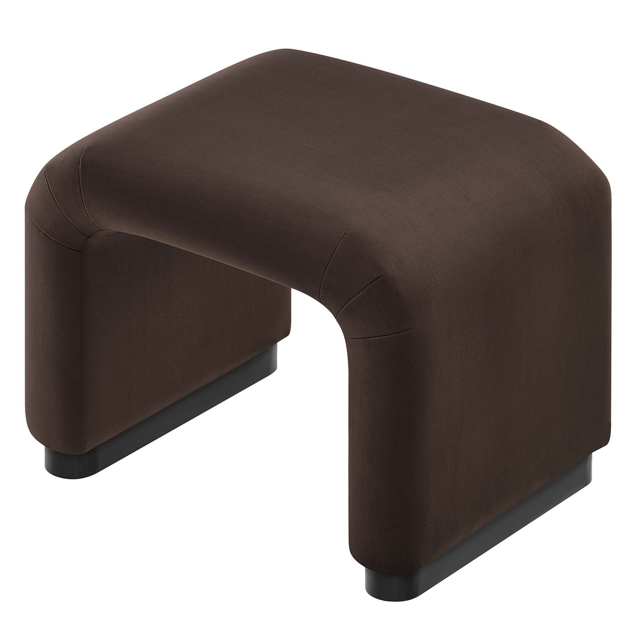 Kaela Upholstered Velvet Stool, Black & Chocolate Brown