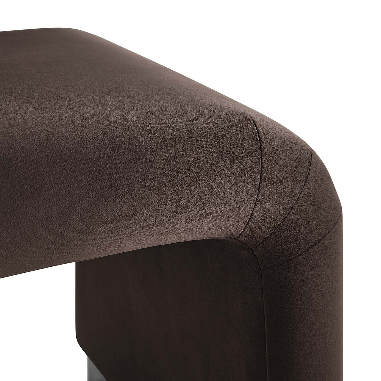 Kaela Upholstered Velvet Stool, Black & Chocolate Brown