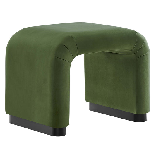 Koda Performance Velvet Waterfall Stool, Black & Moss Green
