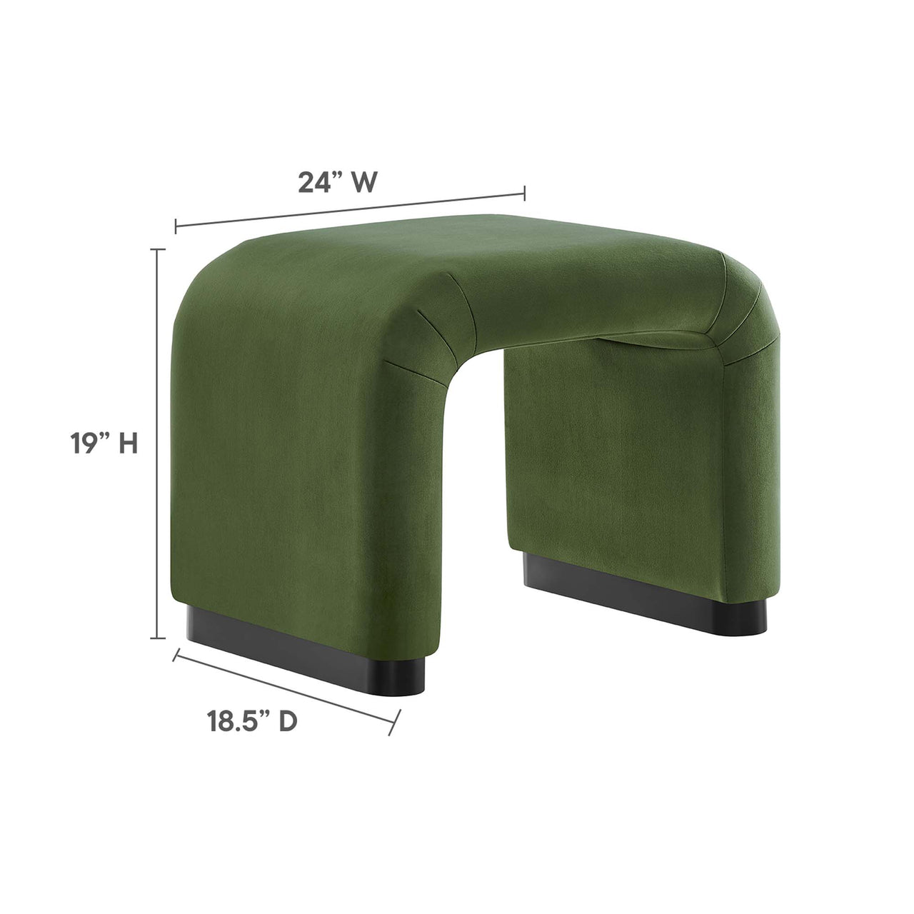 Kaela Upholstered Velvet Stool, Black & Basil