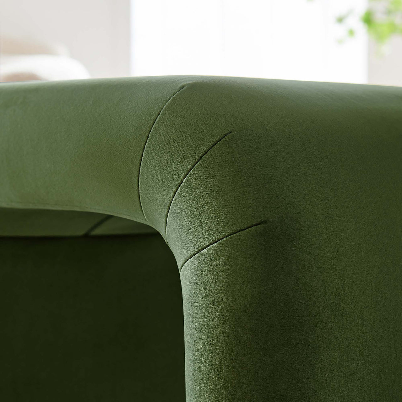 Kaela Upholstered Velvet Stool, Black & Basil