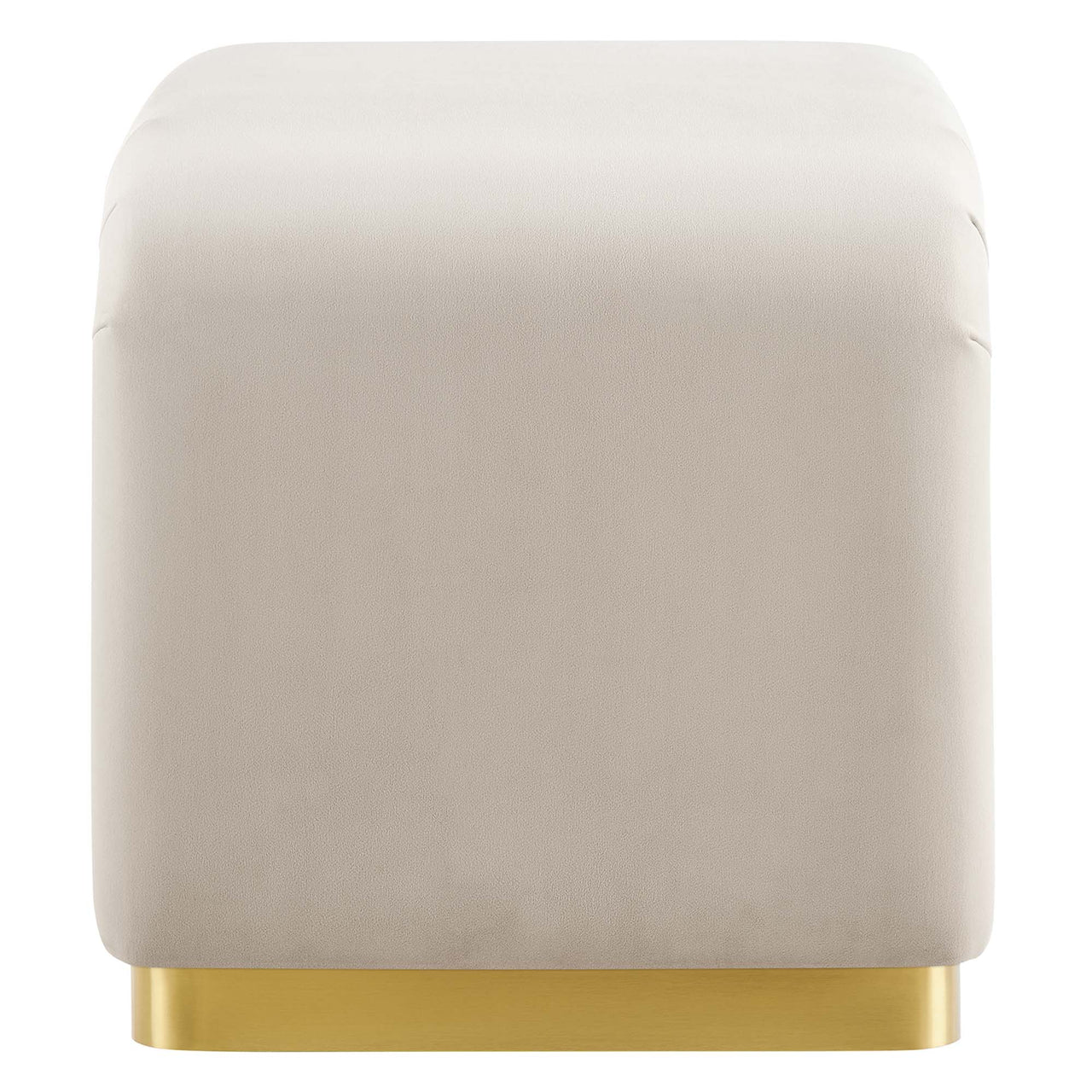 Kaela Upholstered Velvet Stool, Gold & Almond
