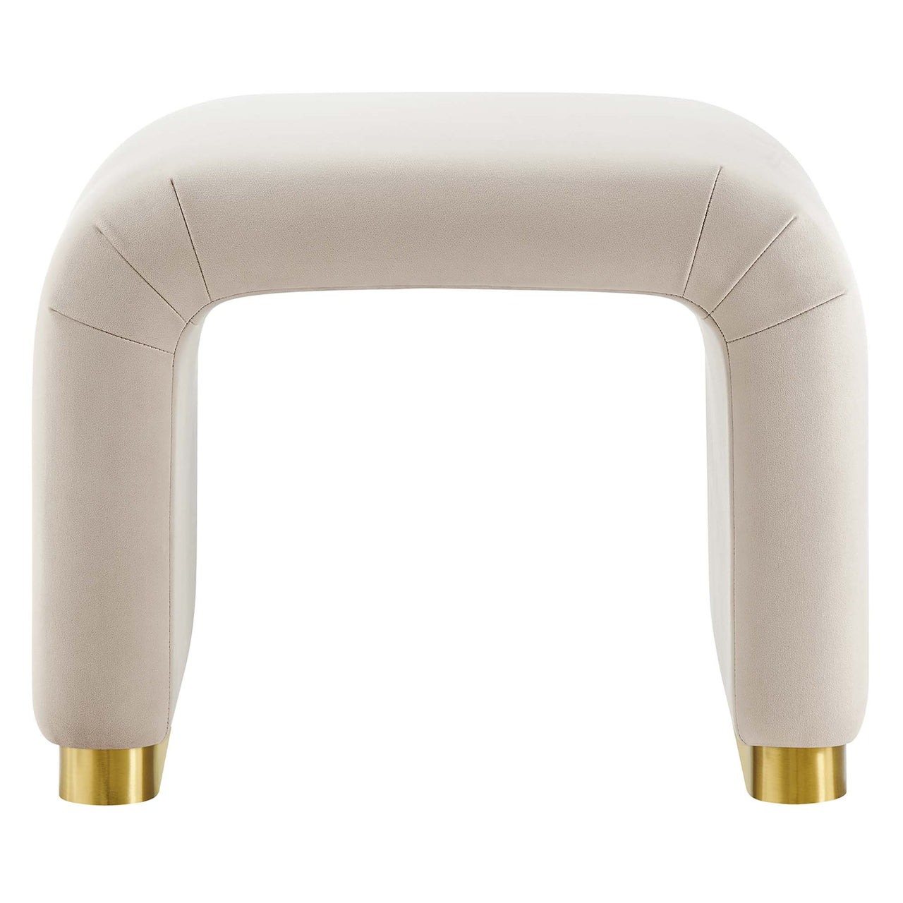 Kaela Upholstered Velvet Stool, Gold & Almond