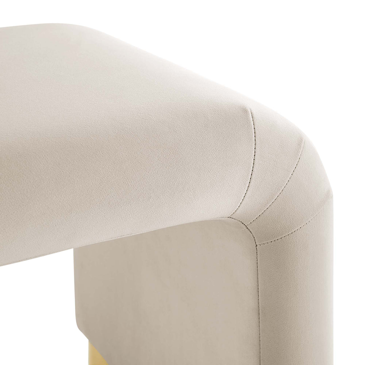 Kaela Upholstered Velvet Stool, Gold & Almond
