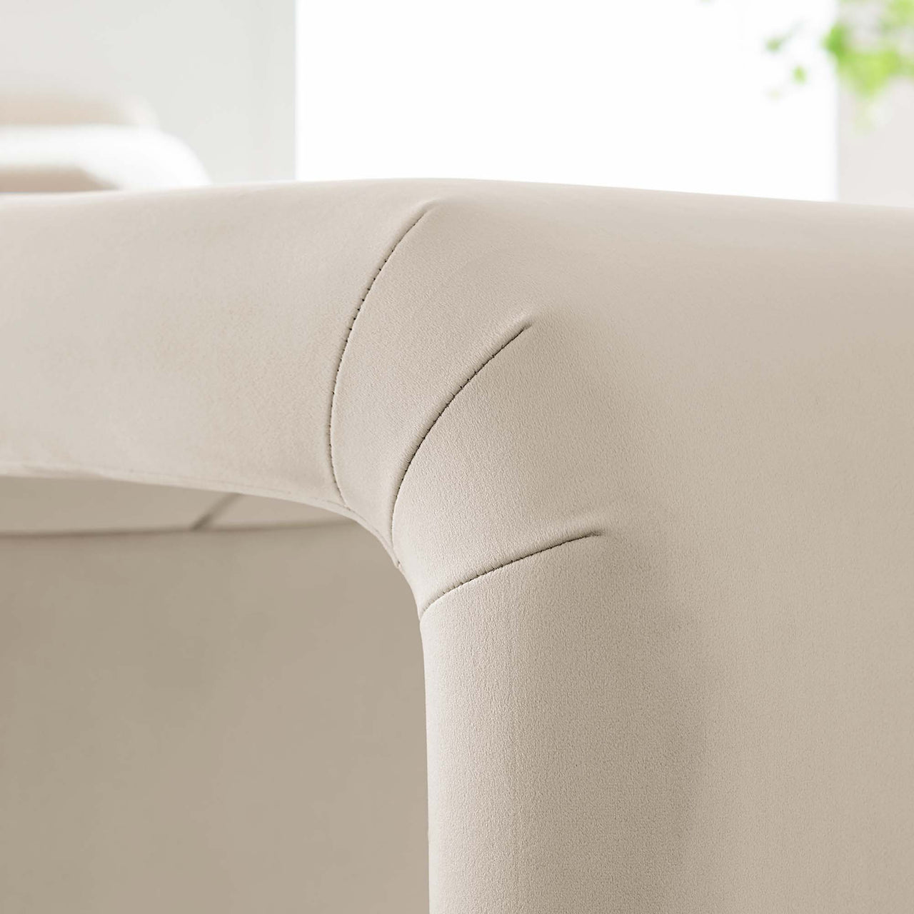 Kaela Upholstered Velvet Stool, Gold & Almond