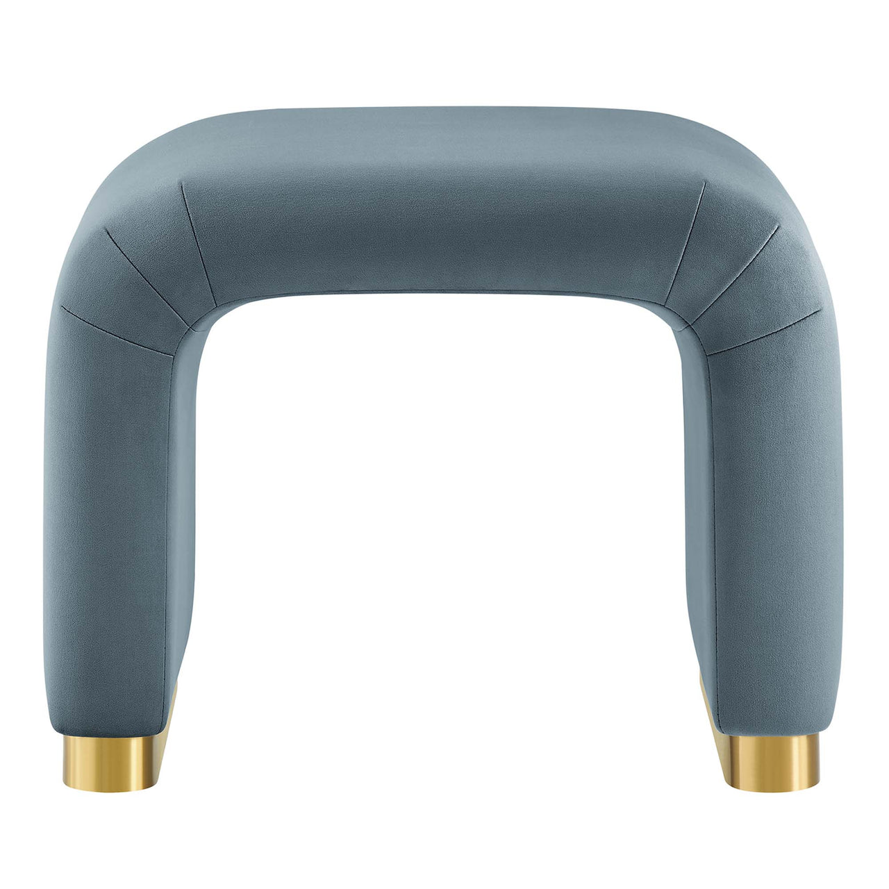 Kaela Upholstered Velvet Stool, Gold & Slate