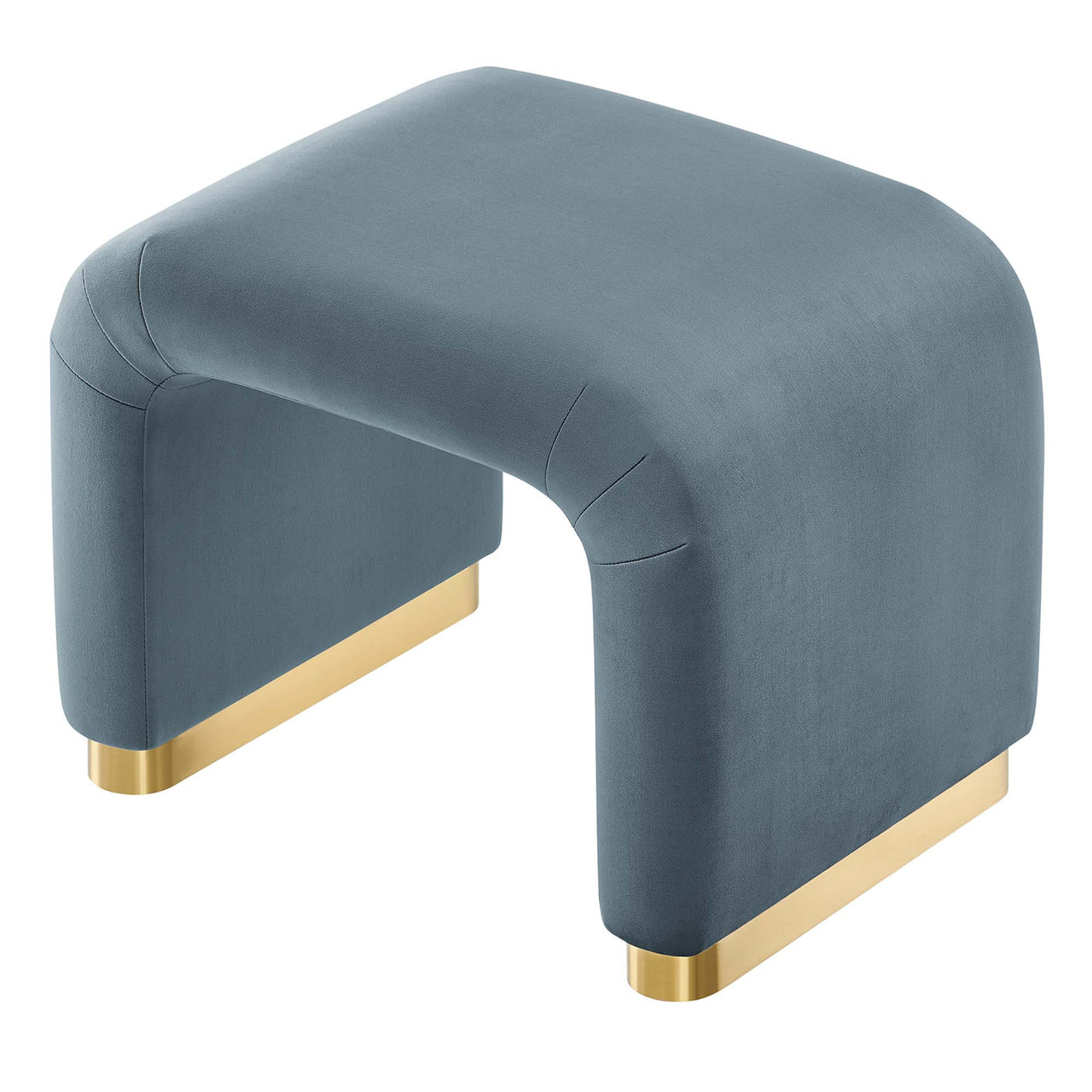 Kaela Upholstered Velvet Stool, Gold & Slate