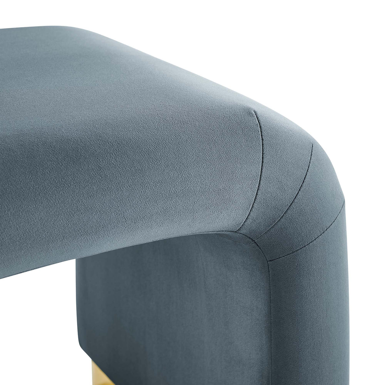 Kaela Upholstered Velvet Stool, Gold & Slate
