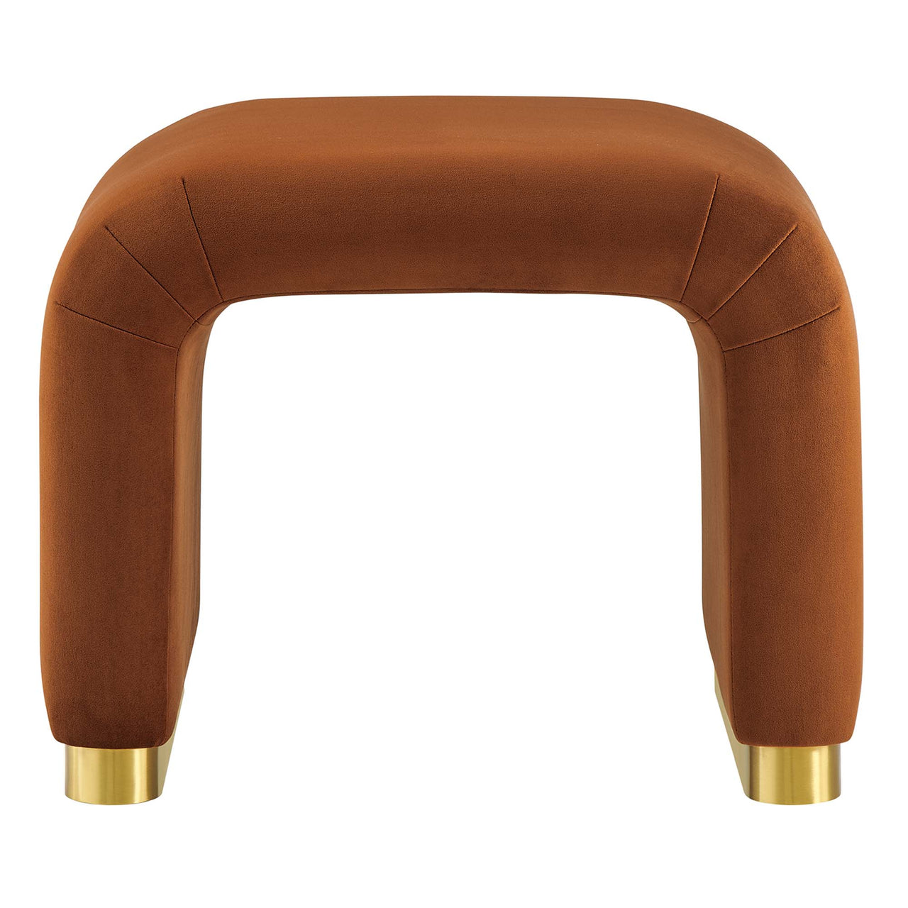 Kaela Upholstered Velvet Stool, Gold & Terracotta